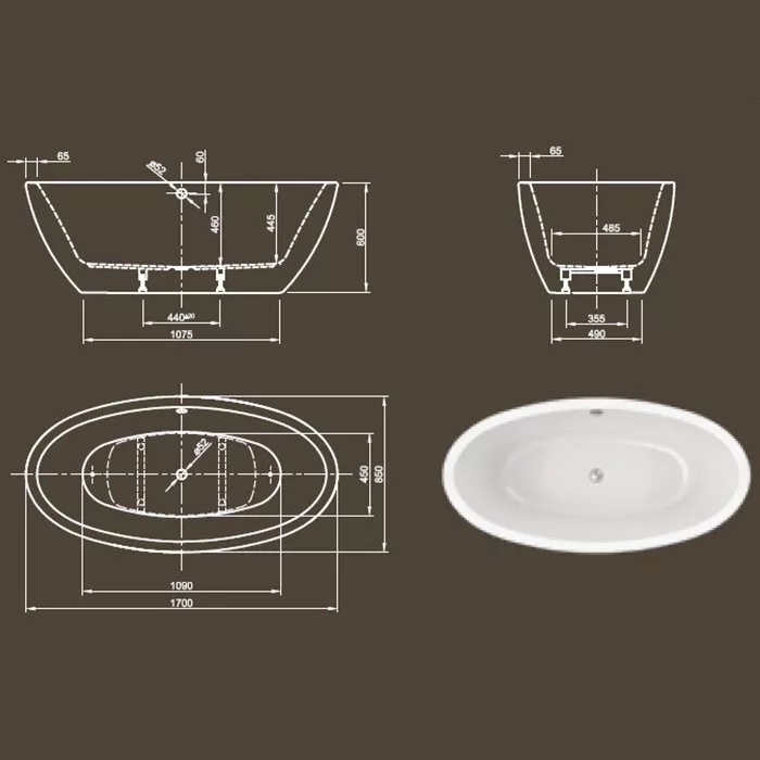 картинка Акриловая ванна Knief Loom XS отдельностоящая 