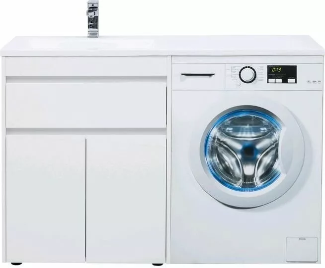 фото Тумба с раковиной Aquanet Токио 130 L белый (напольная, 1 ящик, 2 дверцы) арт. 00239215 