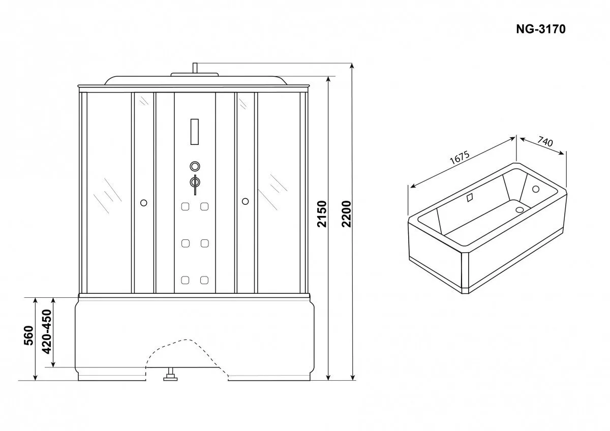 картинка Душевая кабина Niagara Ultra NG-3170-01 1700х750х2200 