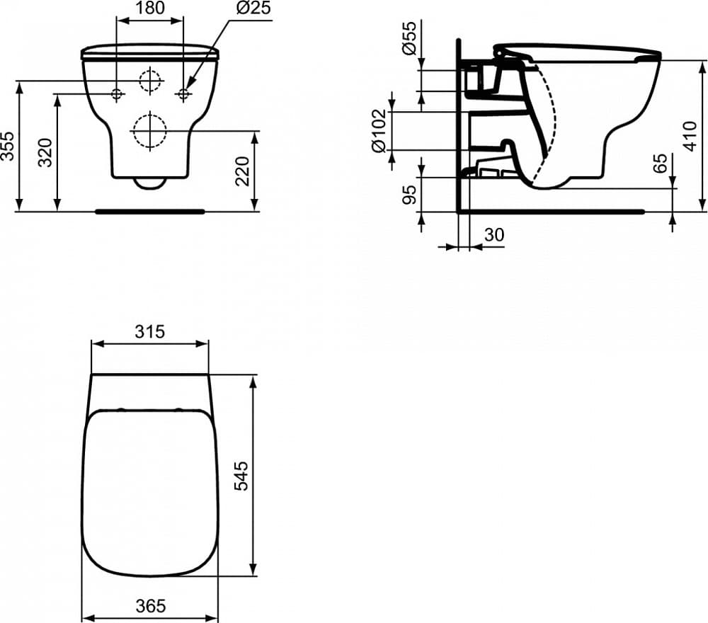 картинка Чаша для унитаза подвесного Ideal Standard Esedra AquaBlade T386001