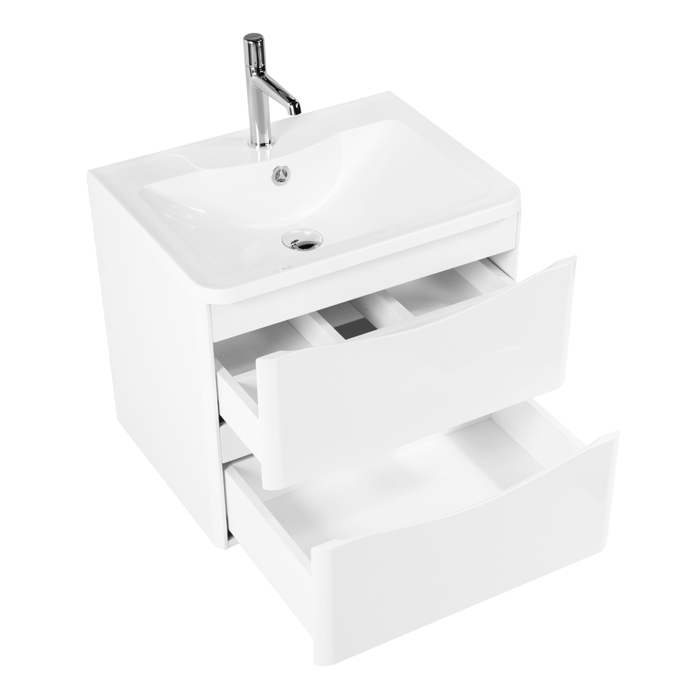 фото Тумба с раковиной подвесная BelBagno ACQUA 60 Bianco Lucido, раковина белая 