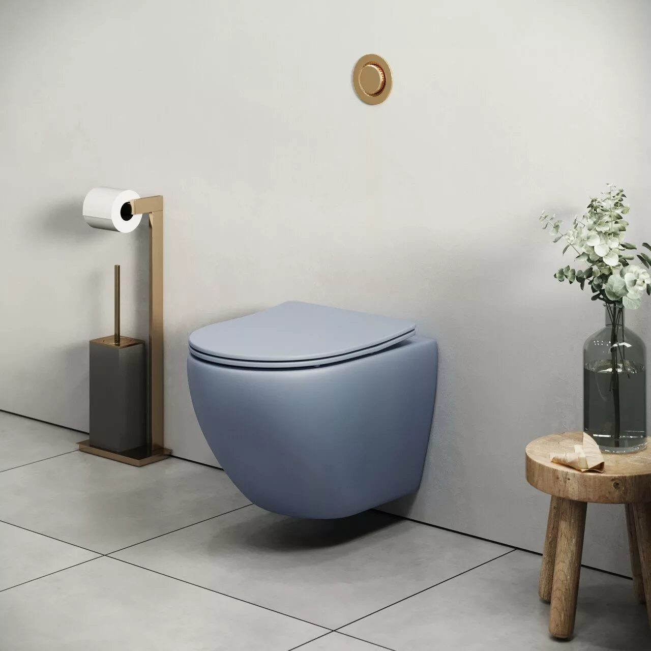 картинка Унитаз подвесной Grossman GR-4455BSMS-21 Color безободковый, голубой матовый 