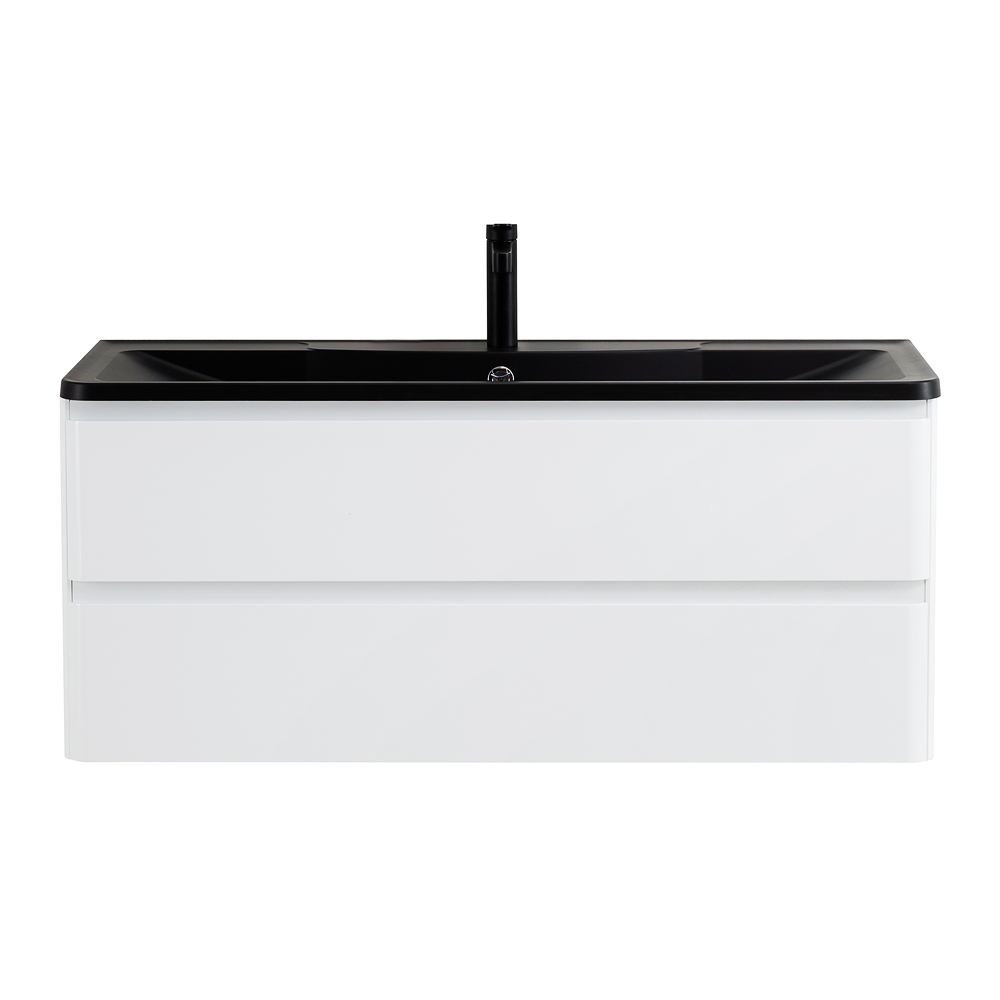 фото Тумба с раковиной подвесная BelBagno ALBANO 120 Bianco Lucido, раковина чёрная 