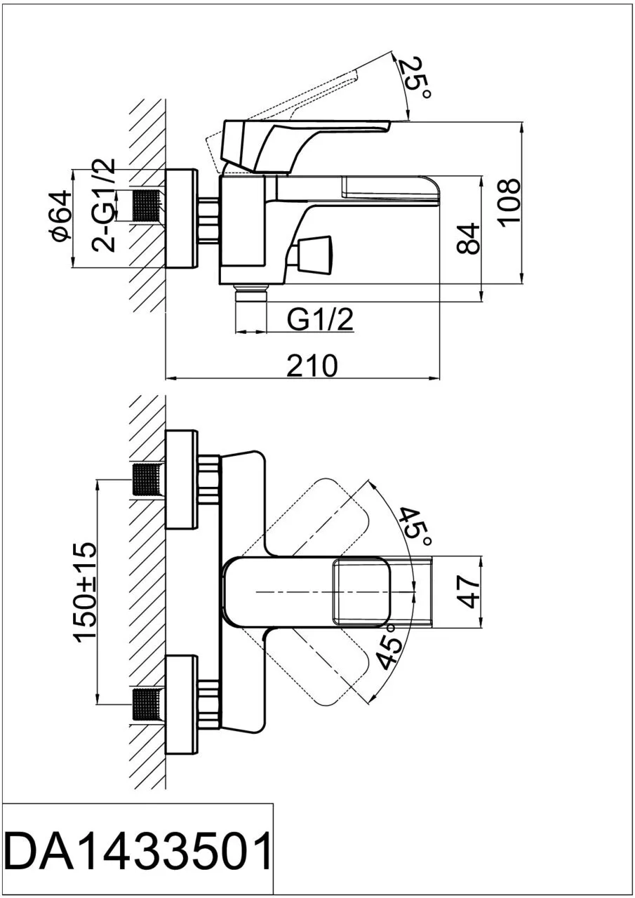 картинка Смеситель для ванны D&K Berlin Technische DA1433515 