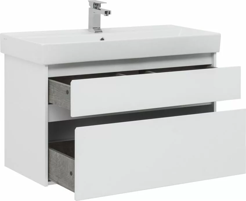 фото Тумба с раковиной Aquanet Nova Lite 100 белый (2 ящика) арт. 00245252 