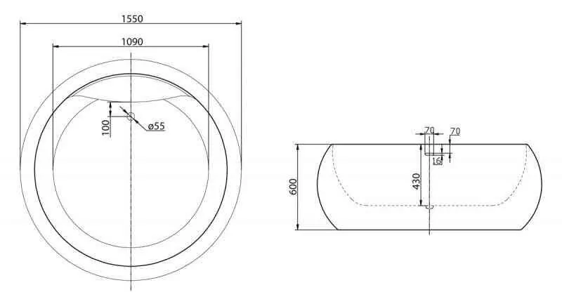 картинка Акриловая ванна BelBagno BB30-1550 1550x1550x600 