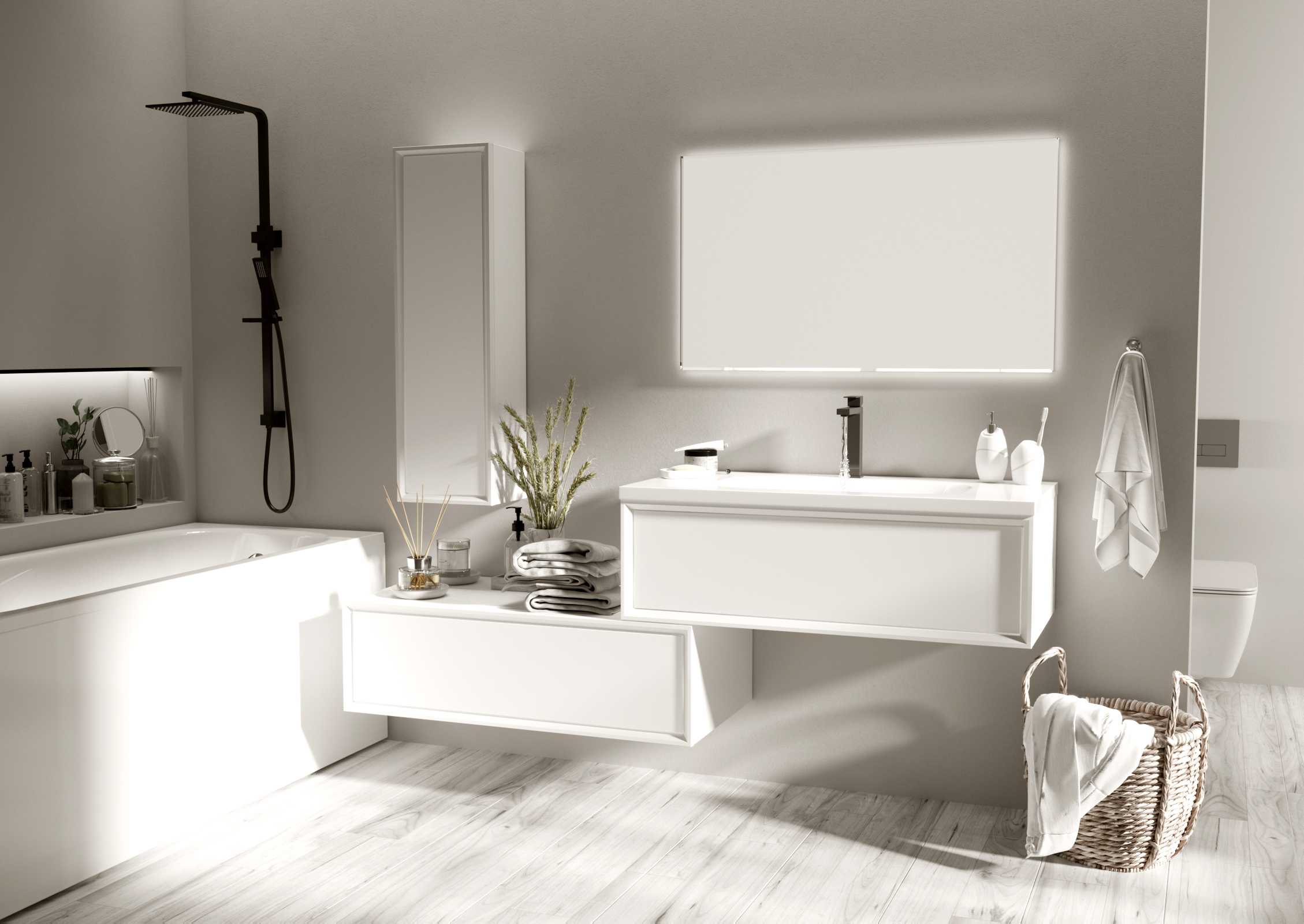 картинка Тумба Marka One Milacco 100П Pure White (верх)  в ванную комнату