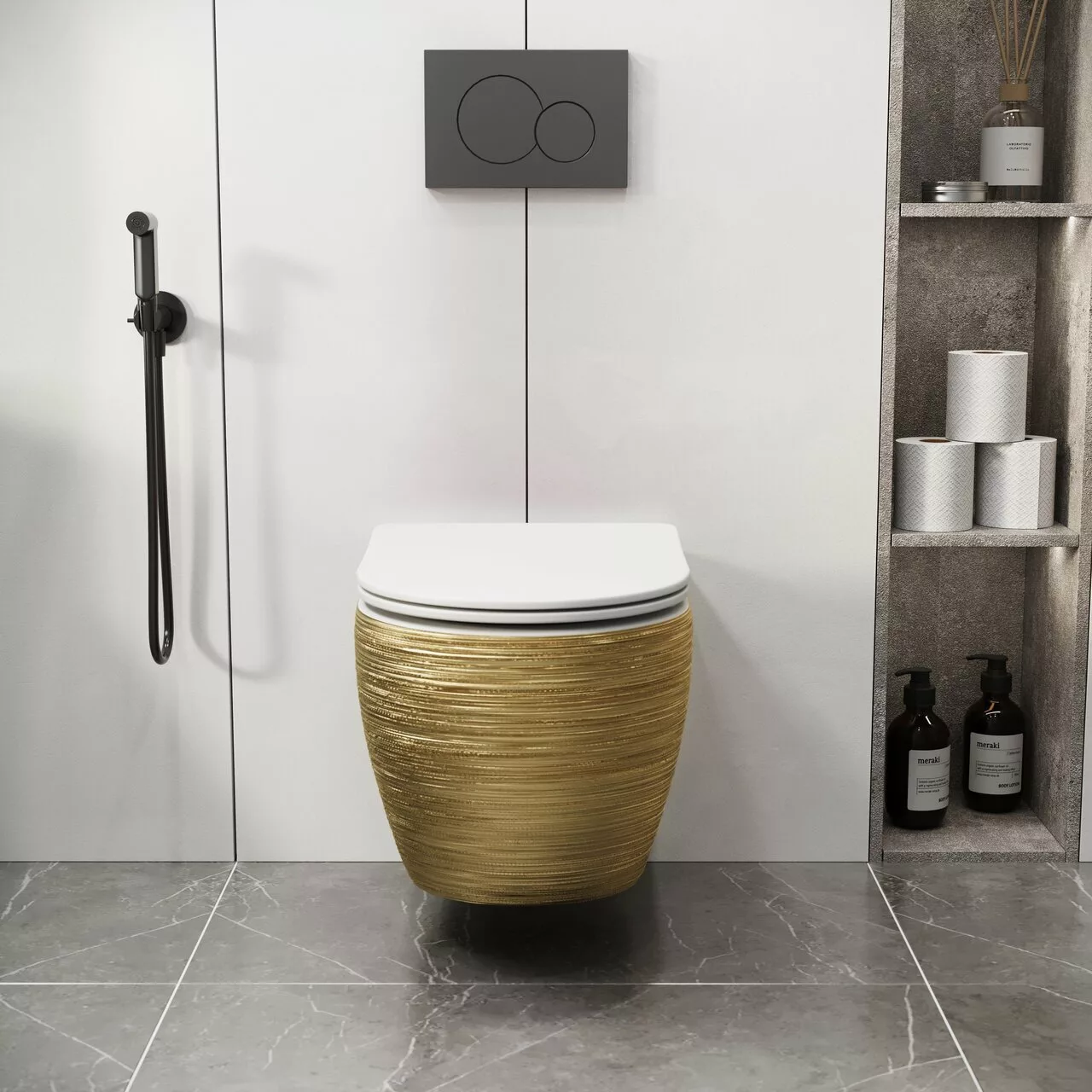 картинка Унитаз подвесной Grossman GR-4411GWS Color безободковый, золотой 