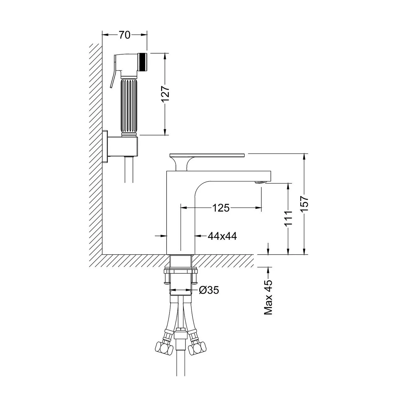 картинка Смеситель для раковины с гигиеническим душем Timo Torne 4360/03G черный 