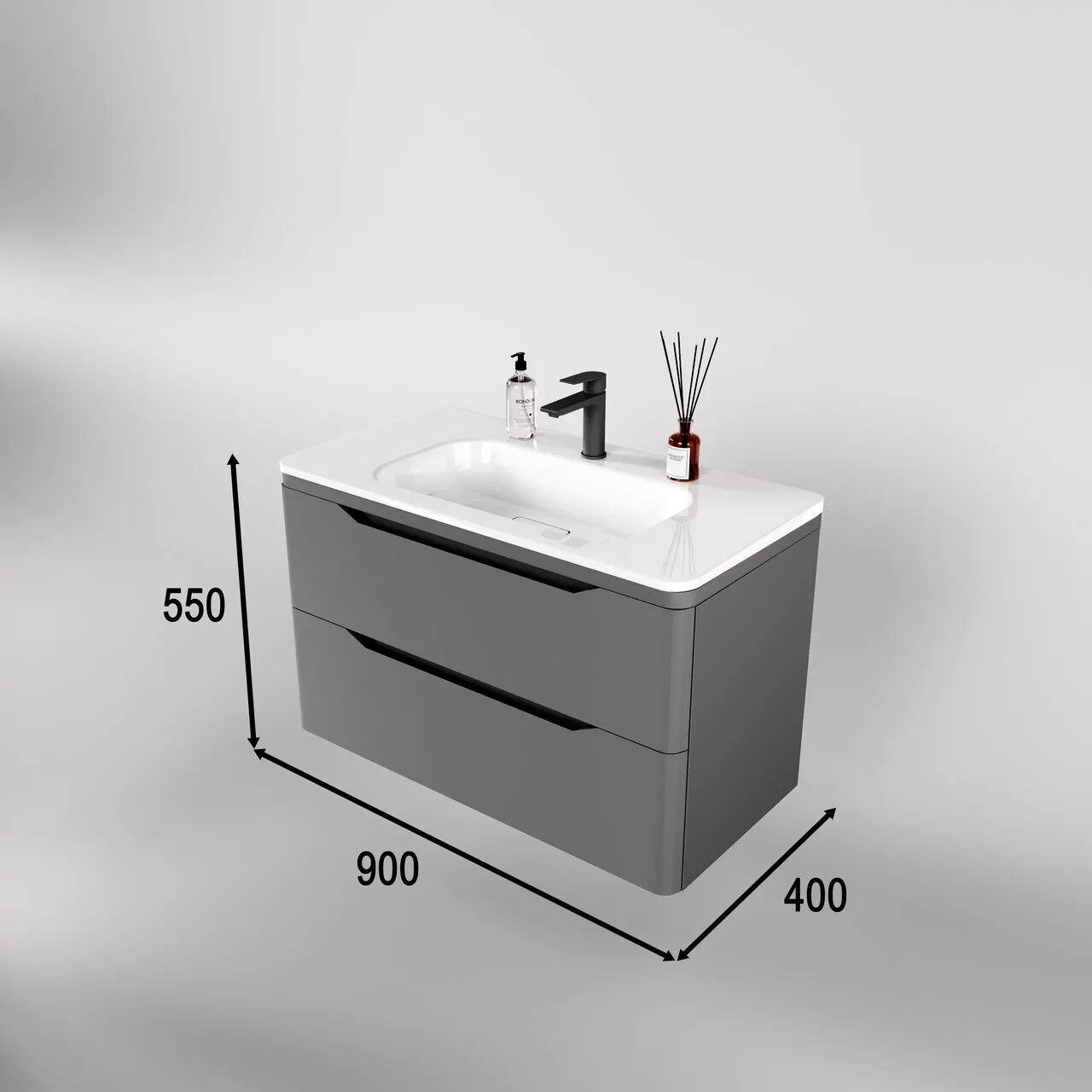 картинка Тумба подвесная Style Line El Fante Марелла 90 Люкс антискрейтч серый  в ванную комнату