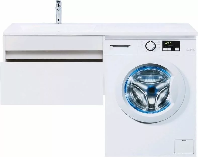 фото Тумба с раковиной Aquanet Токио 130 L белый (подвесная, 1 ящик) арт. 00239217 