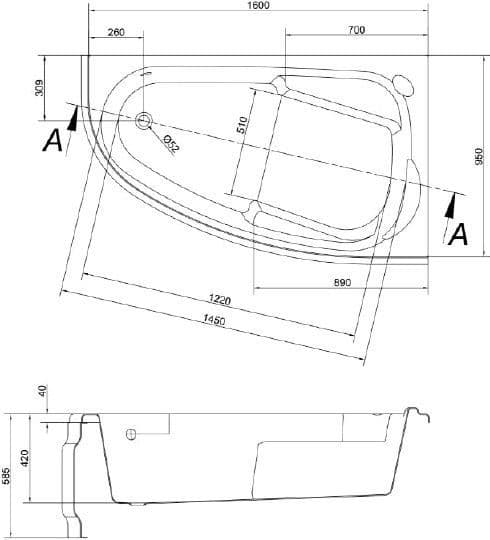 картинка Акриловая ванна Cersanit Joanna 160 R ультра белый 