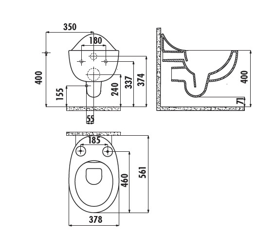 картинка Унитаз подвесной Creavit Foglia с биде безободковый FG321-00CB00E-0000 