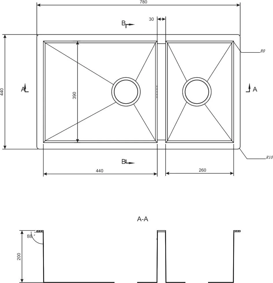 картинка Кухонная мойка ZORG Inox X X-78-2-44 