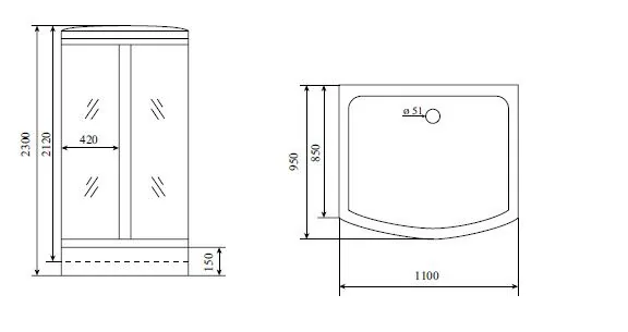 картинка Душевая кабина Timo TL-1501 