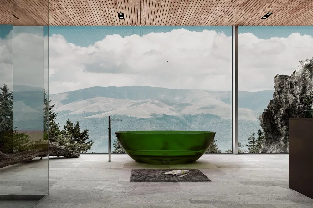 картинка Прозрачная ванна ABBER Kristall AT9702Emerald зеленая 