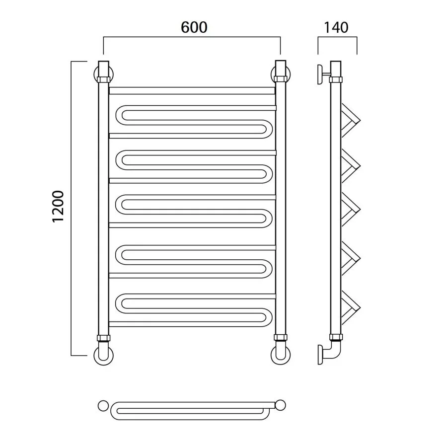картинка Полотенцесушитель водяной ЗИГ-ЗАГ 120х60 Aquanerzh 00-18A12060 