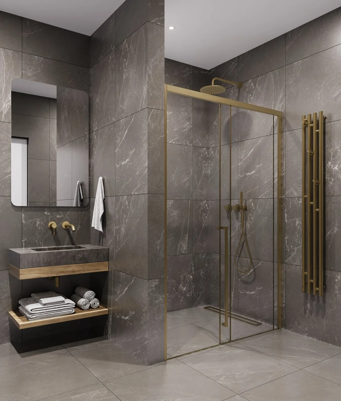 фото Душевая дверь Timo TDSS-130/17C-8L 1300х2000 профиль матовое золото стекло прозрачное 8 мм 