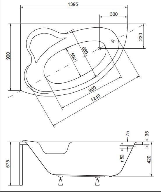 картинка Акриловая ванна Besco Ada 140x90 P 