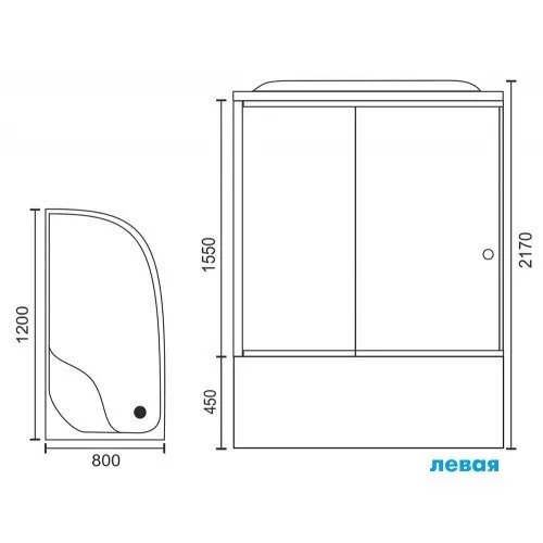 картинка Душевая кабина Royal Bath 8120BK6-BT-CH (черное/прозрачное) левая 120x80x217 