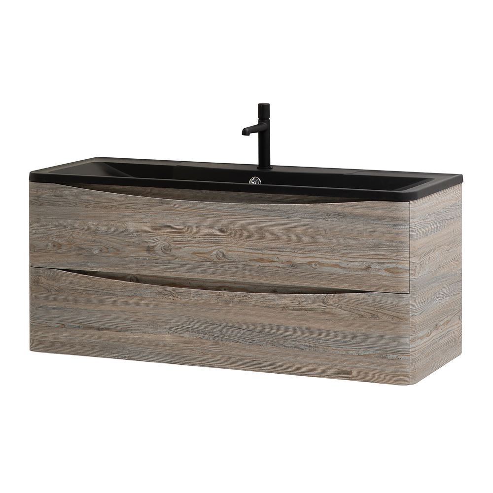 фото Тумба с раковиной подвесная BelBagno ACQUA 120 Pino Scania, раковина чёрная 