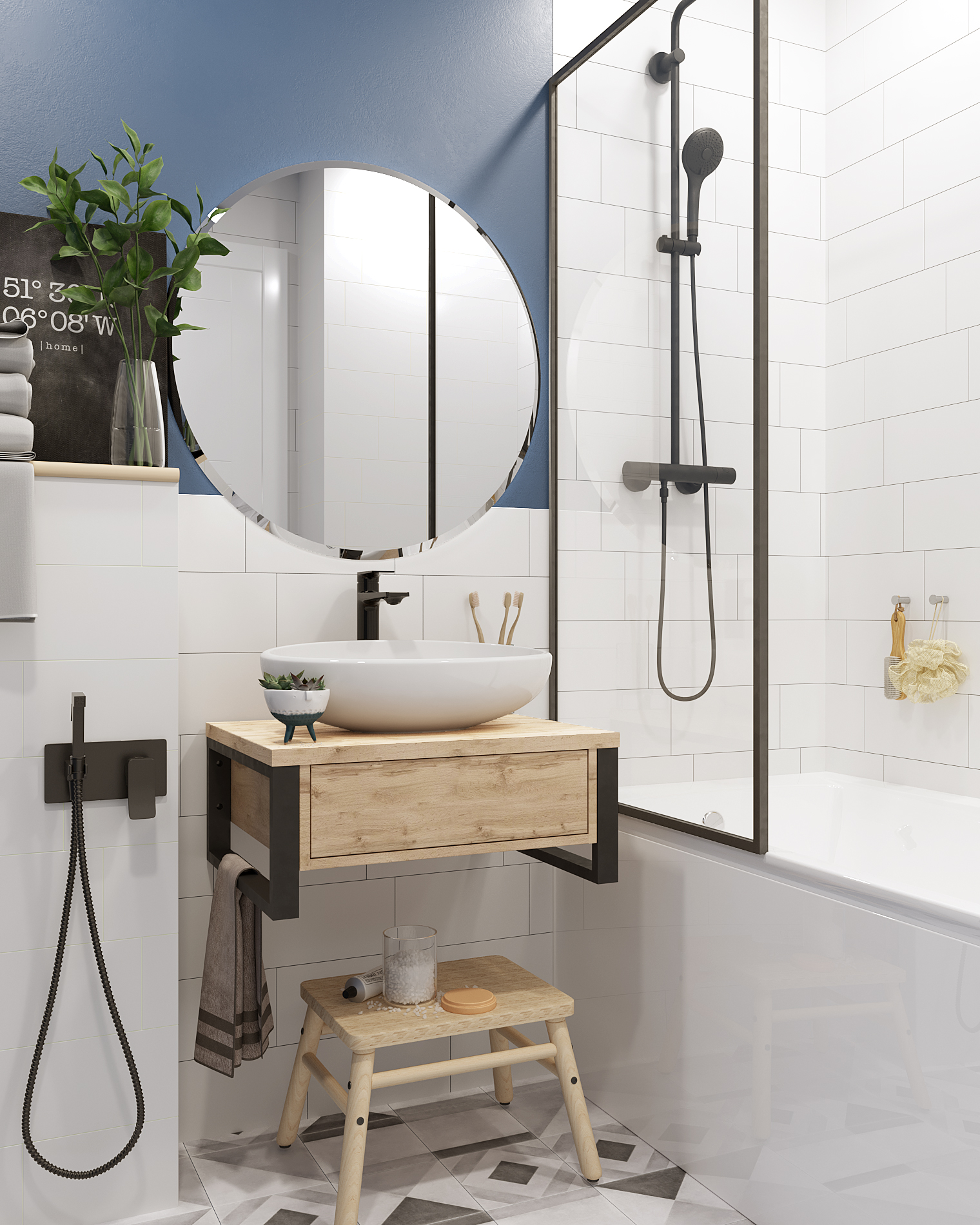 картинка Тумба 1Marka Grunge Loft 60П, дуб вотан  в ванную комнату