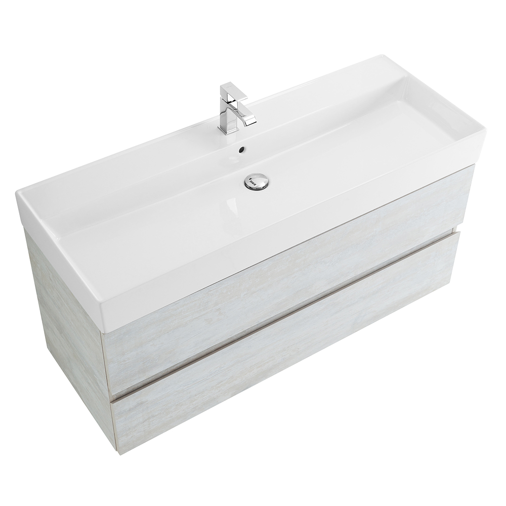 фото Тумба с раковиной подвесная Cezares MOLVENO 46 120 Legno Bianco, раковина белая 