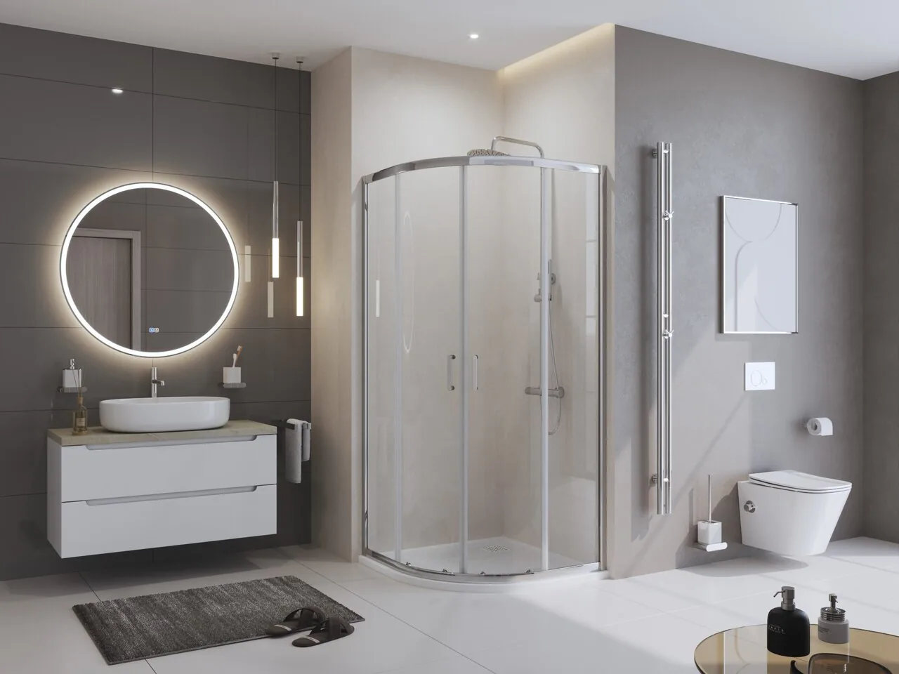 фото Душевой поддон из искусственного мрамора с сифоном BelBagno UNO TRAY-MR-UNO-R-90-550-35-W-BO 