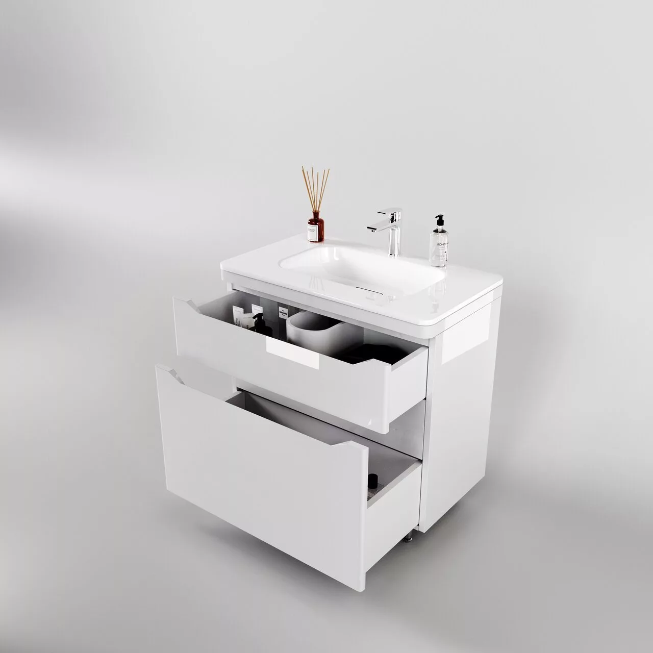 фото Тумба напольная Style Line El Fante Марелла 80 Люкс антискрейтч белый глянец 