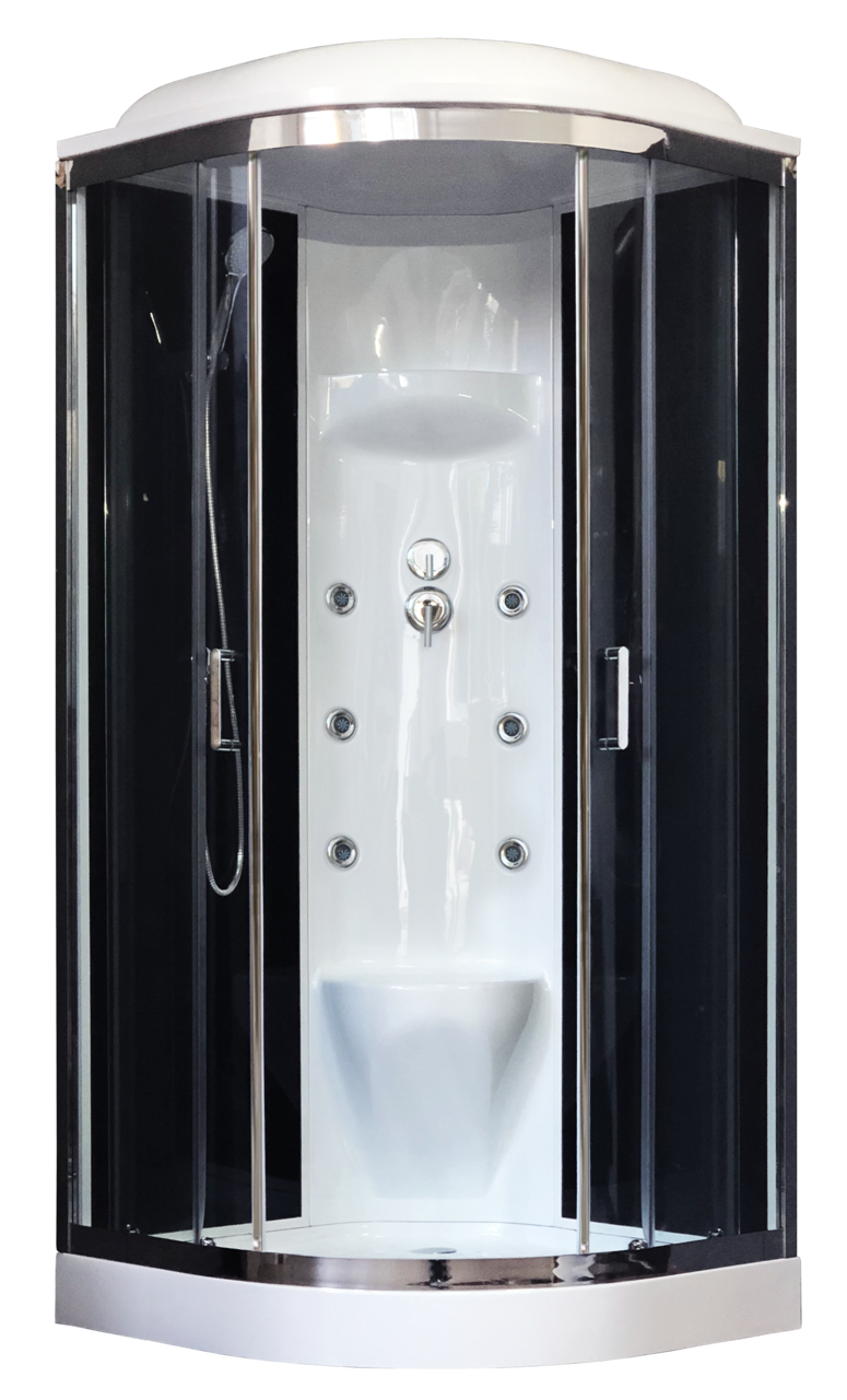картинка Душевая кабина Royal Bath 90HK7-BT-CH (черное/прозрачное) 90x90x217 