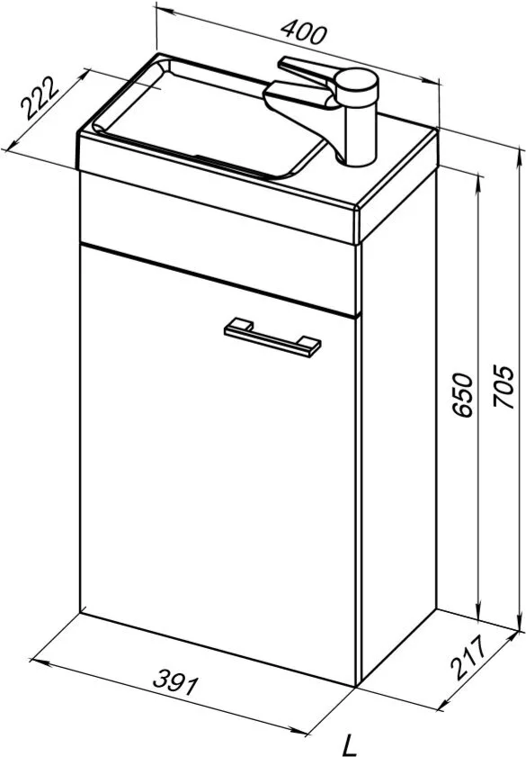 фото Тумба с раковиной Aquanet Нота 40 L (Moduo) белый арт. 00254044 