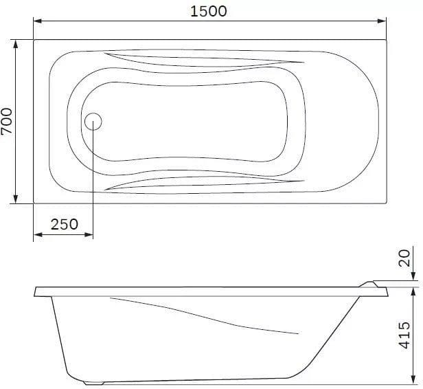 картинка Акриловая ванна AM.PM Sense new 150х70 