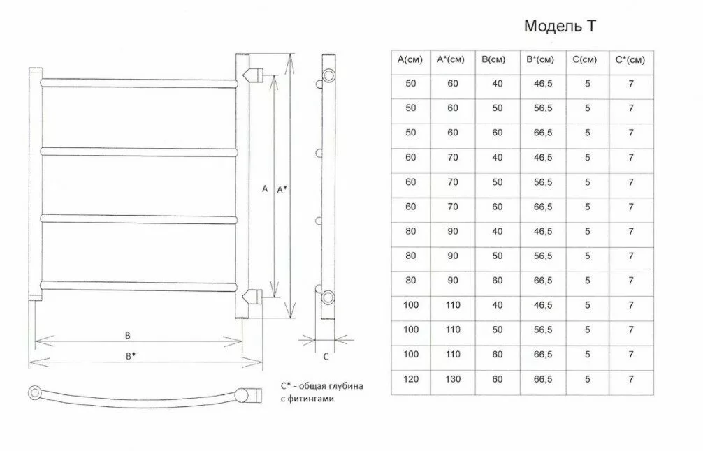 картинка Полотенцесушитель Двин TJ 60/50 Водяной полн.высота 70 см. / 1"-1/2" К2 выход 1" Полированный (4627119331984) 