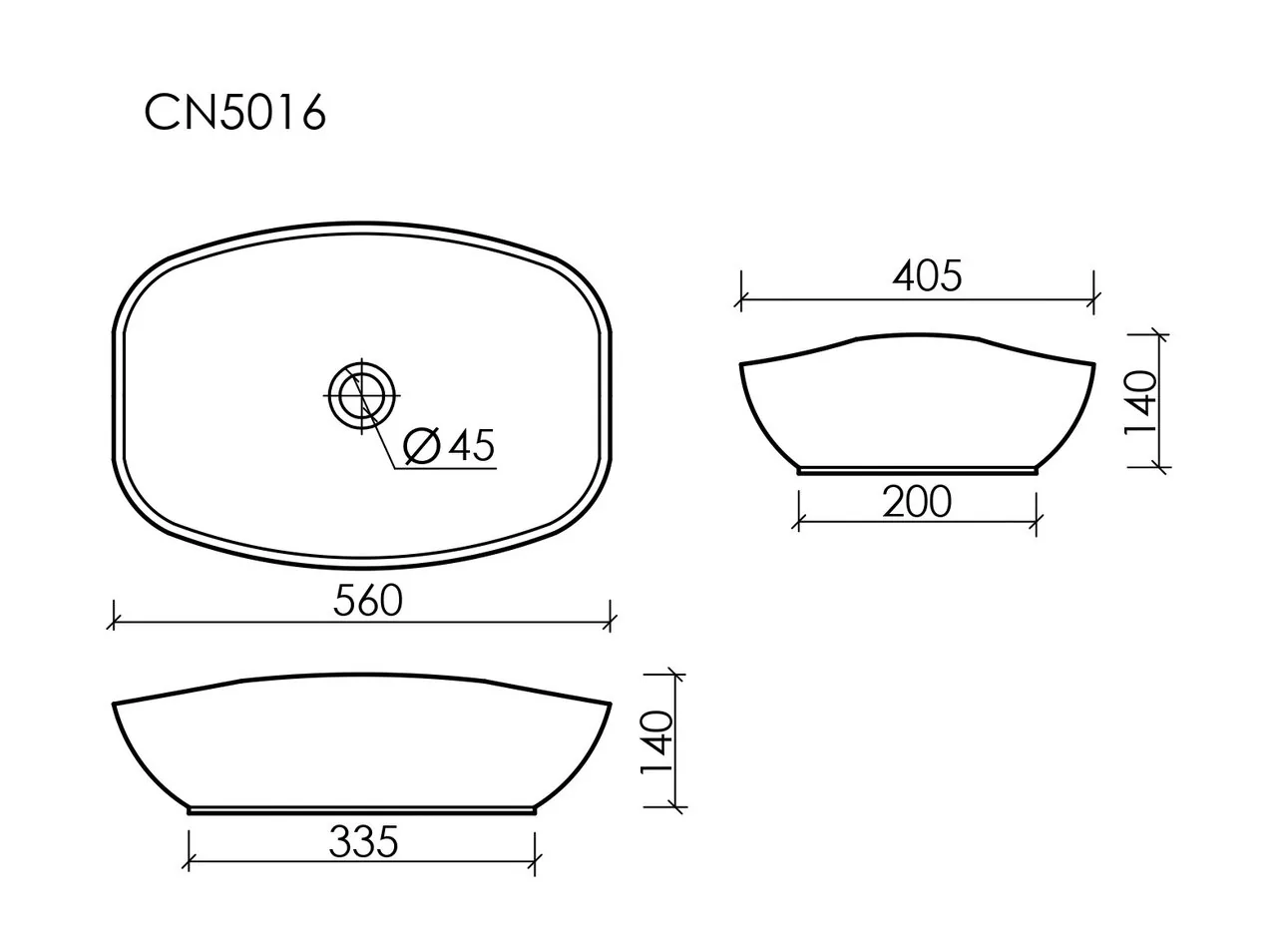 картинка Накладная раковина Ceramicanova Element CN5016 цвет белый 56х40 см 