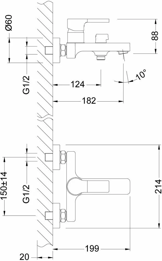 картинка Смеситель для ванны Lemark Aura LM0614C 