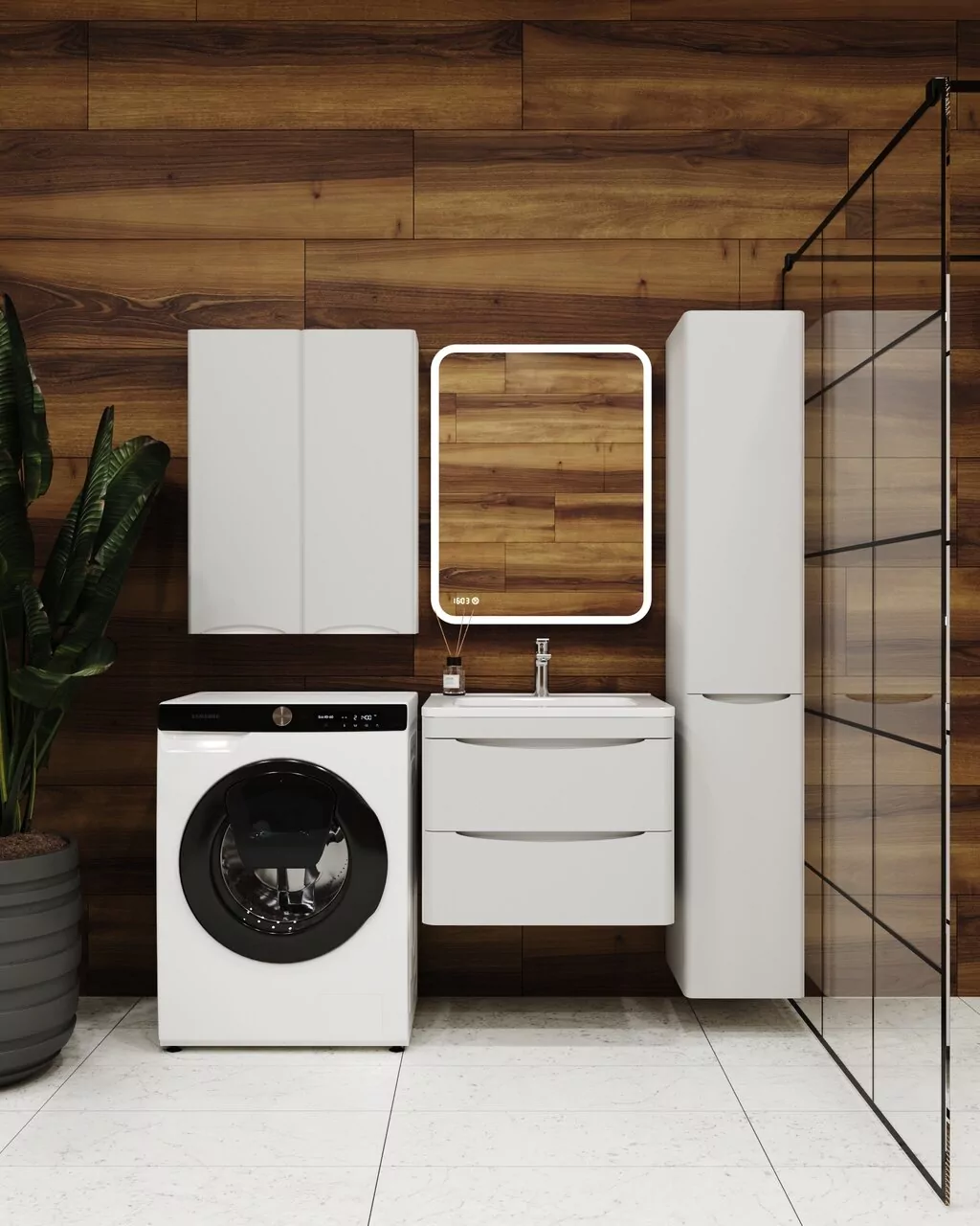 фото Тумба подвесная Style Line Бергамо мини 60 2 ящика Люкс антискрейтч белый PLUS 
