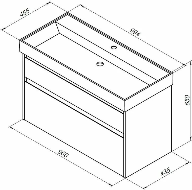 фото Тумба с раковиной Aquanet Nova Lite 100 дуб рошелье (2 ящика) арт. 00245253 