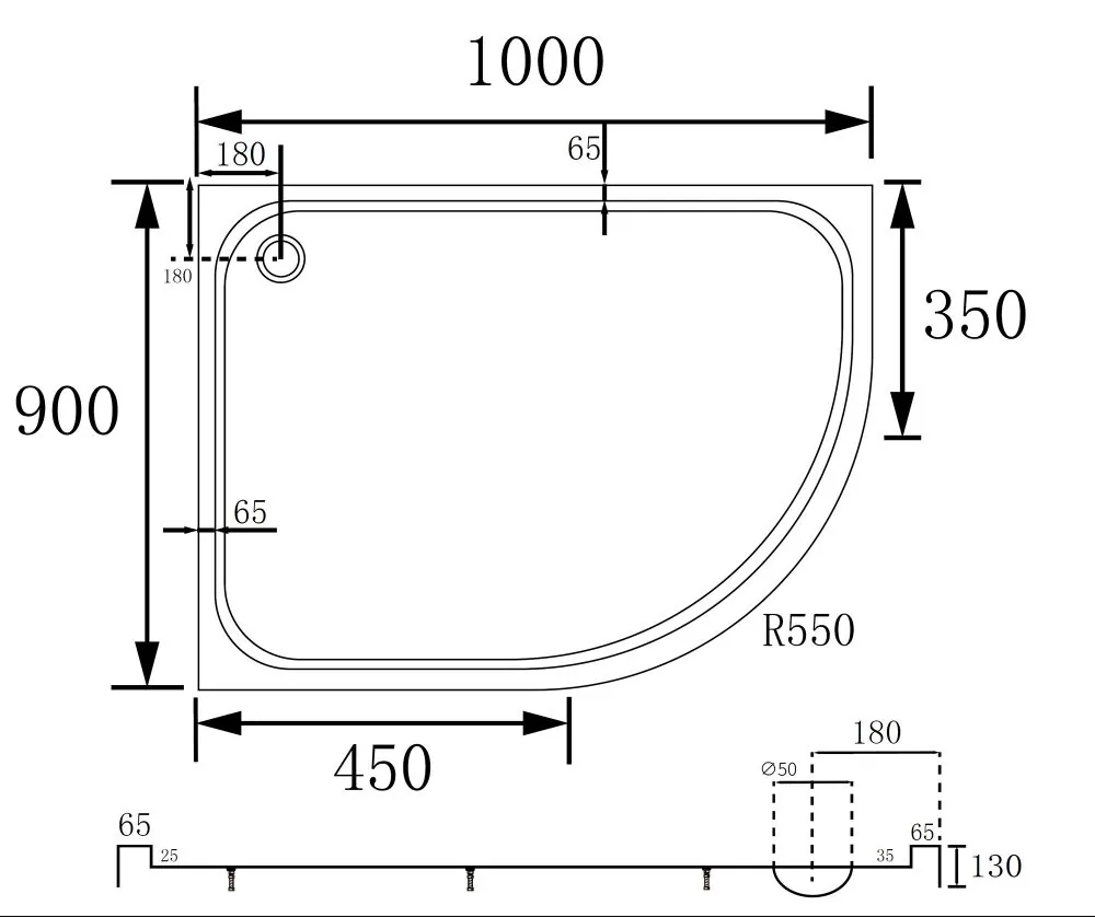 фото Душевой поддон ABBER AD3E109 L 100х90 асимметричный акриловый белый 