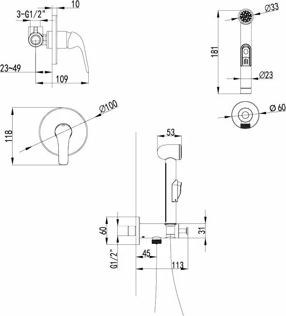 картинка Смеситель гигиенический душ Lemark Plus Advance LM1219C 