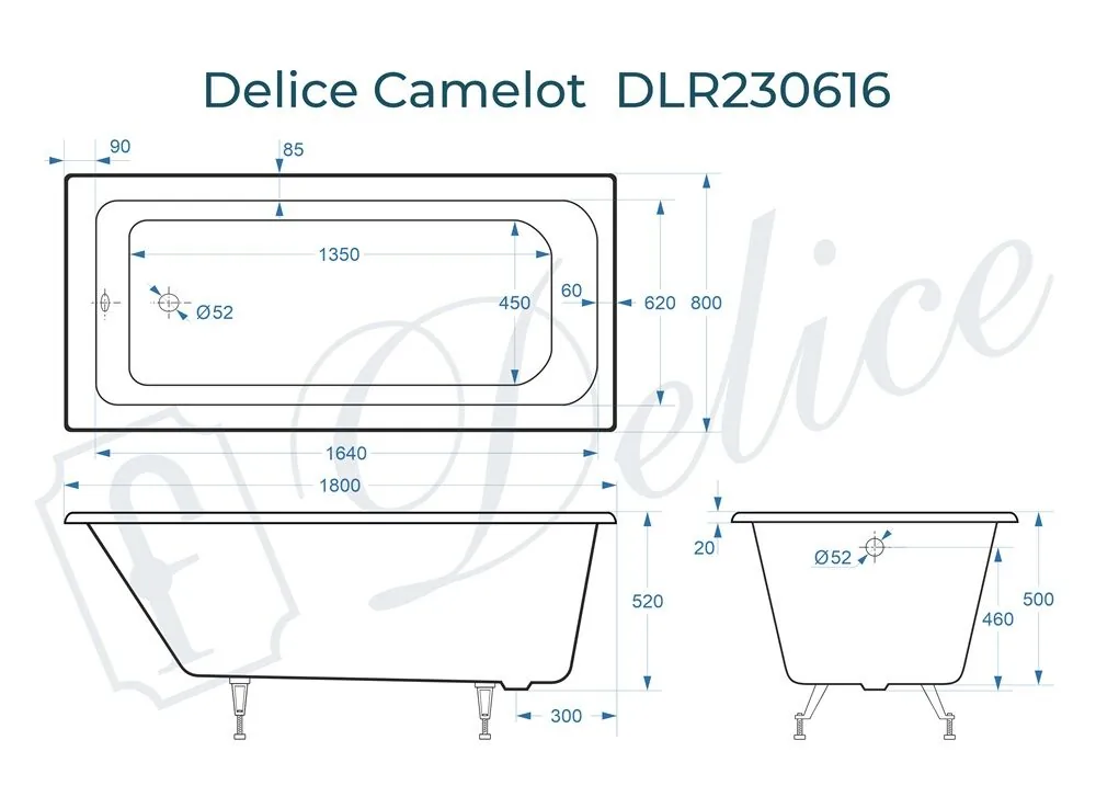 картинка Ванна чугунная Delice Camelot 180х80 DLR230616 