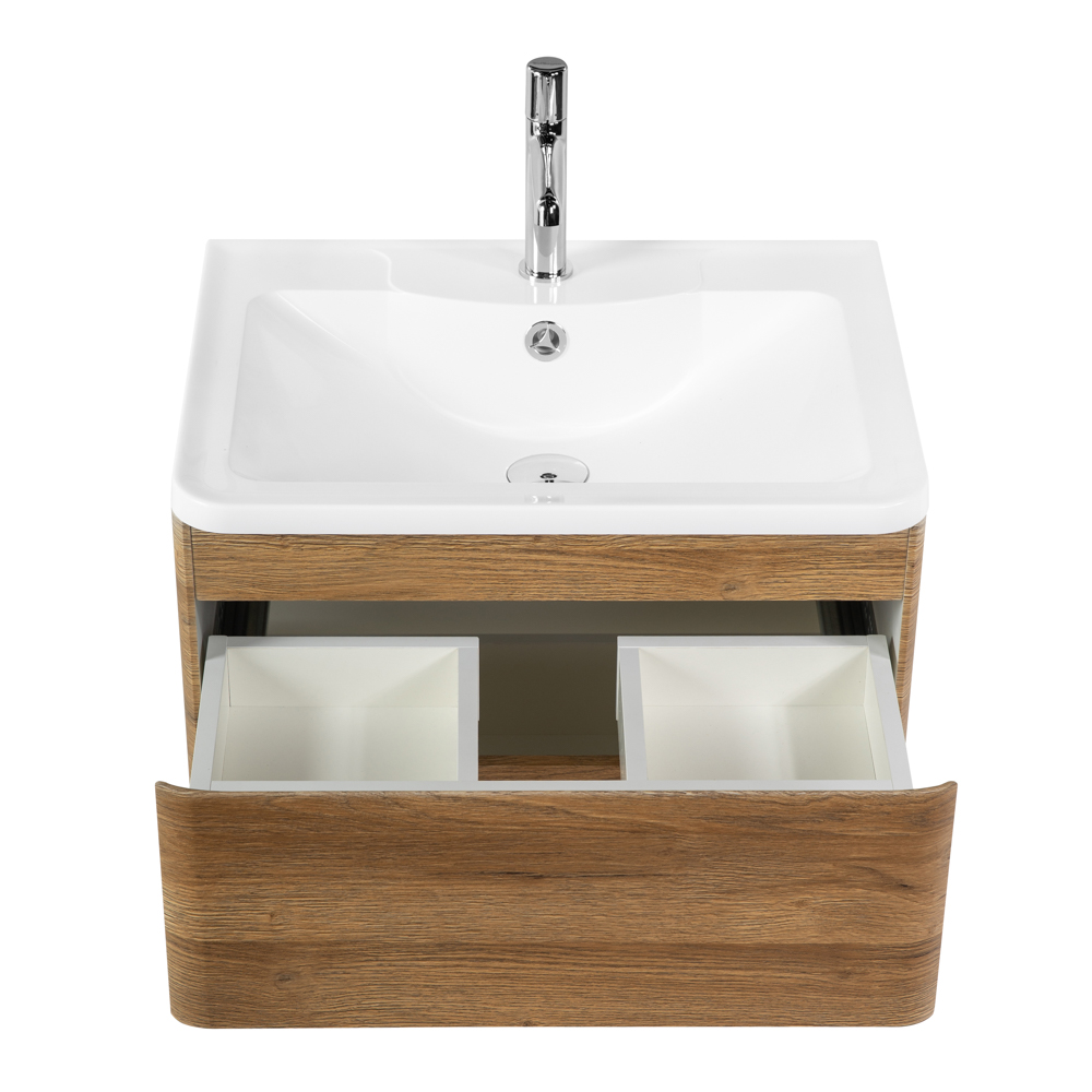 фото Тумба с раковиной подвесная BelBagno ALBANO 60 Rovere Rustico, раковина белая 