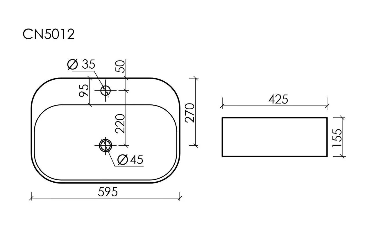 картинка Накладная раковина Ceramicanova Element CN5012 цвет белый 59.5х42 см 