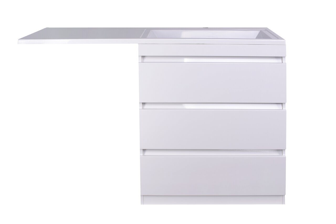 фото Тумба напольная Style Line Даллас 130 3 ящика Люкс белая PLUS 