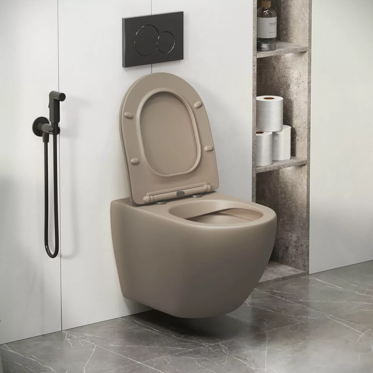 картинка Унитаз подвесной Grossman GR-4411BRLMS Color безободковый, коричневый матовый 