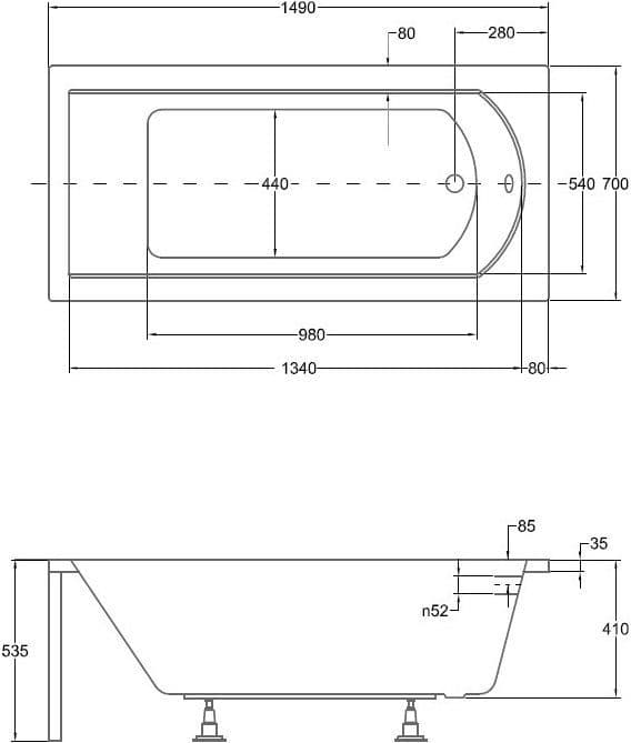 картинка Акриловая ванна Besco Shea 150x70 с каркасом KMP15070 