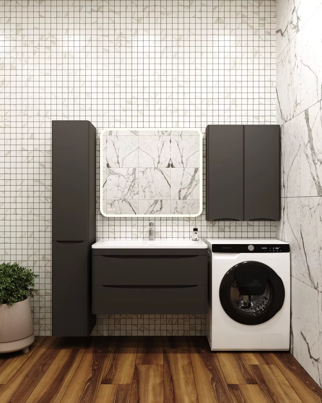 фото Шкаф подвесной Style Line Бергамо мини 600 Люкс антискрейтч черный PLUS 
