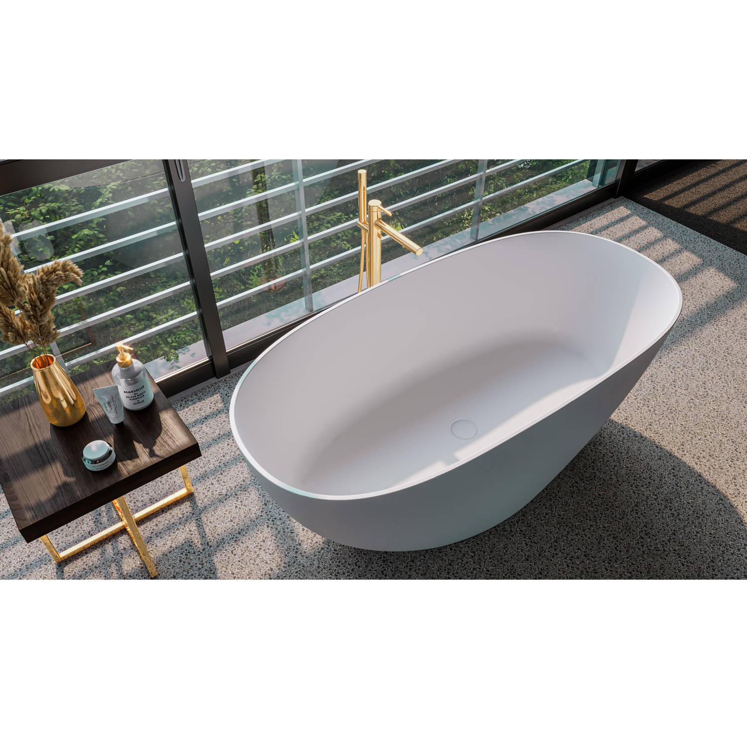 картинка Ванна WHITECROSS Onyx A 160x75 белый мат иск. камень 