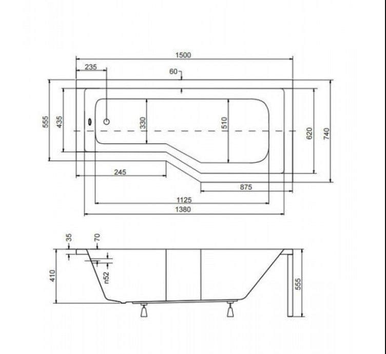 картинка Акриловая ванна Besco Integra 150x75 P с каркасом KMB15675 