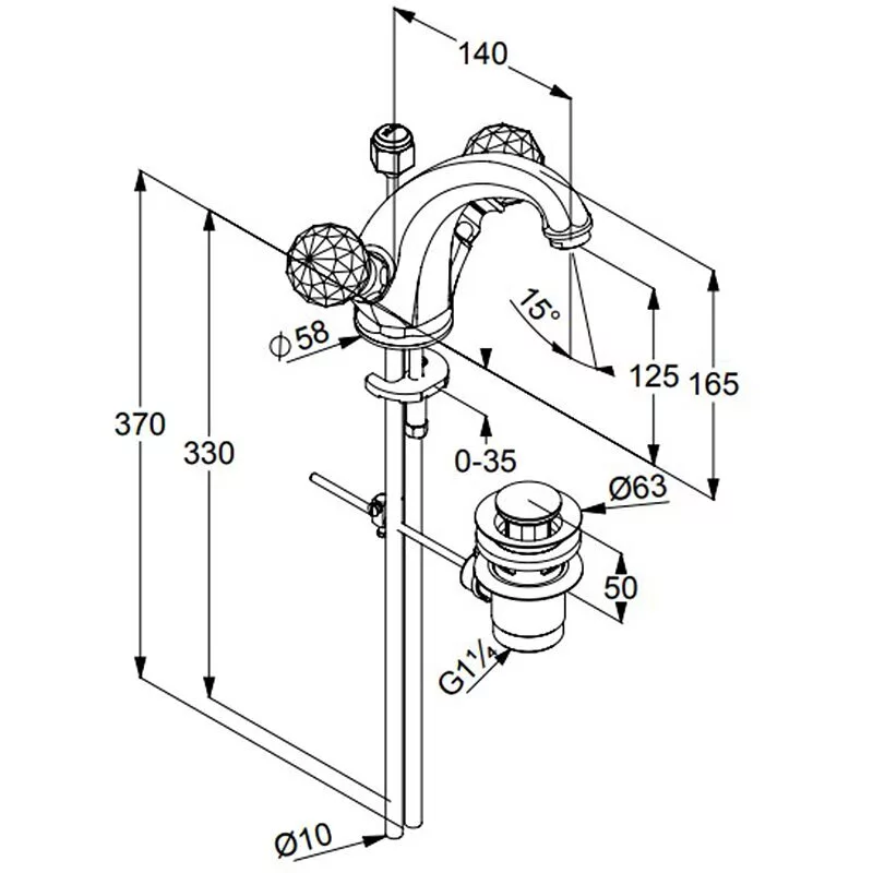 картинка Смеситель для раковины Kludi Adlon 5101045G4, золото 