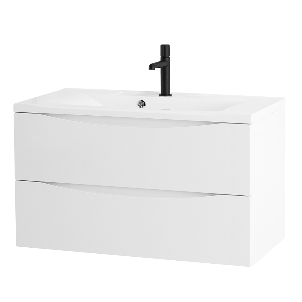 фото Тумба с раковиной подвесная BelBagno MARINO 100 Bianco Opaco, раковина белая 